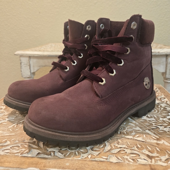 Maroon velvet timberlands - Picture 6 of 12